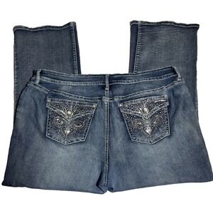 Apt. 9 Women Bootcut Jeans Embellished Bling Pocket Plus Size 24 Stretch Bootcut